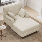 Chauffeuse da interno oversize da 103 cm con cuscini, braccioli arrotolati e velluto a coste, beige