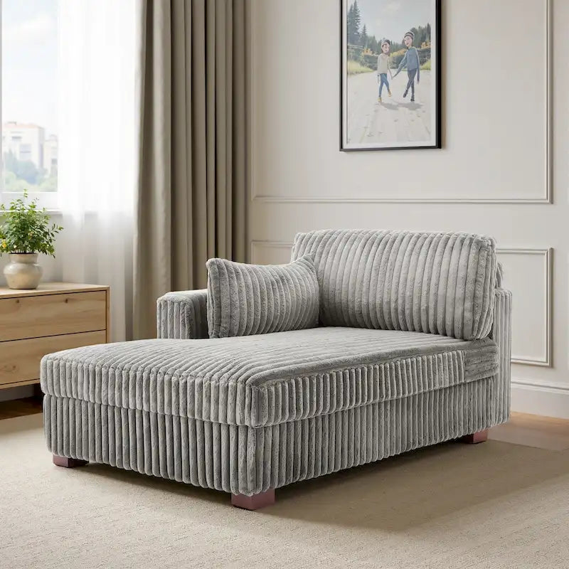 Chaise Longue da Interno Moderna in Velluto a Coste Morbido