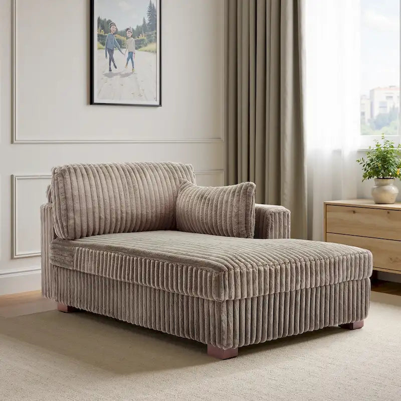 Chaise Longue da Interno Moderna in Velluto a Coste Morbido