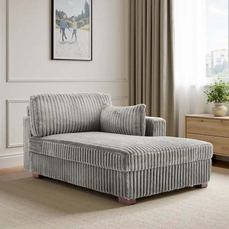 Chaise Longue da Interno Moderna in Velluto a Coste Morbido
