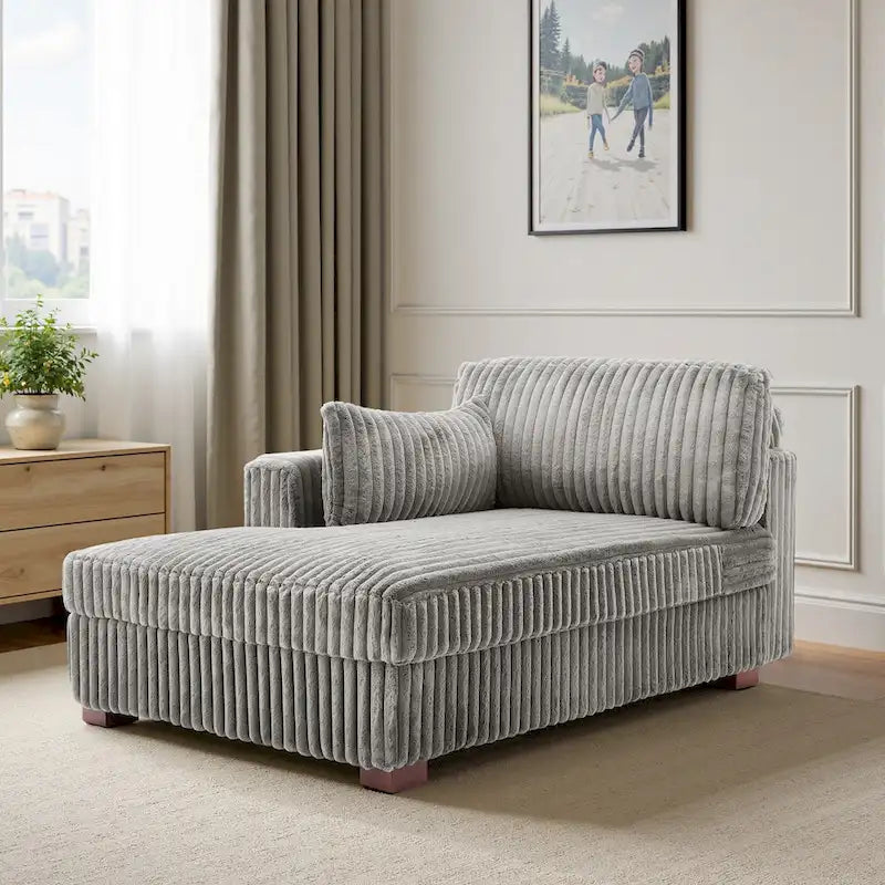 Chaise Longue da Interno Moderna in Velluto a Coste Morbido