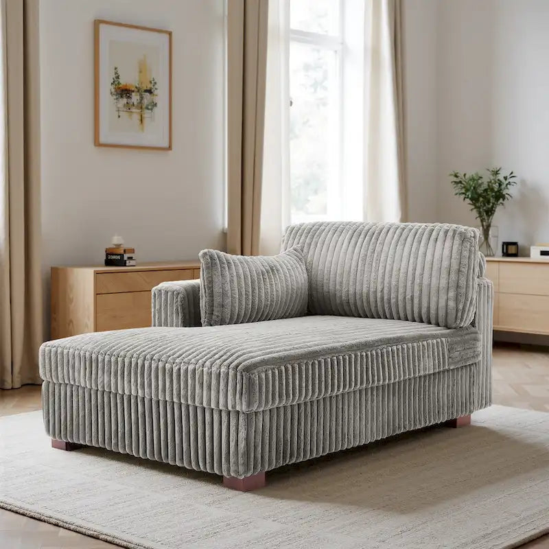 Chaise Longue da Interno Moderna in Velluto a Coste Morbido