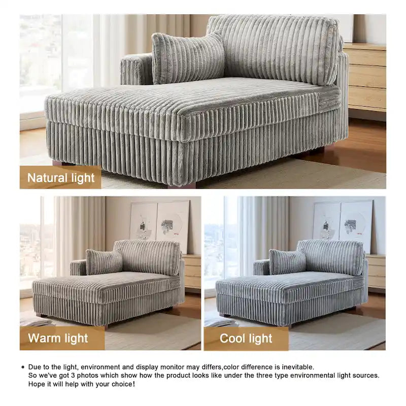 Chaise Longue da Interno Moderna in Velluto a Coste Morbido