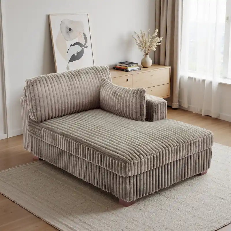 Chaise Longue da Interno Moderna in Velluto a Coste Morbido