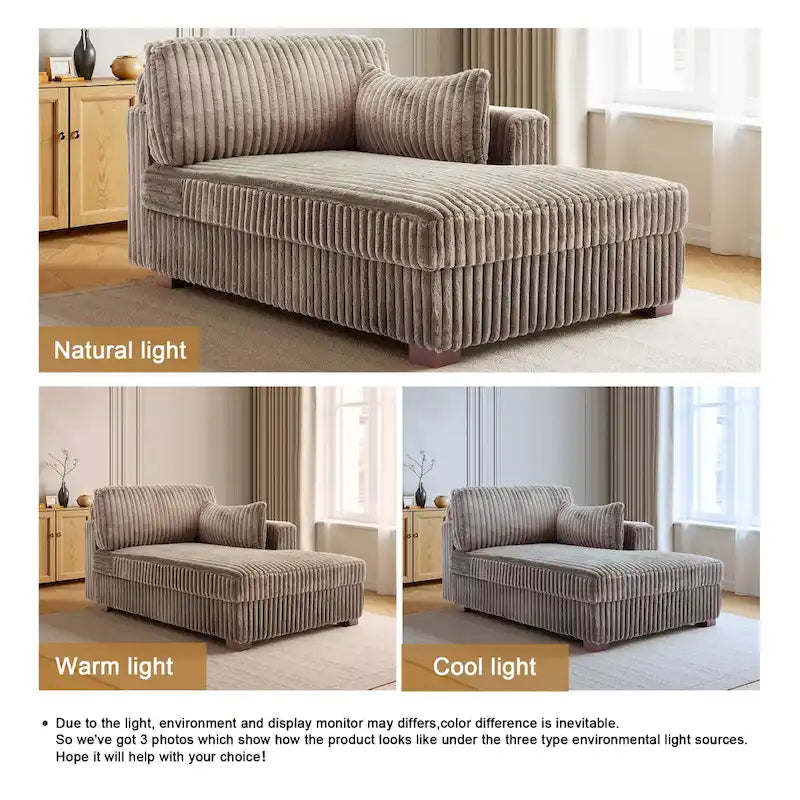 Chaise Longue da Interno Moderna in Velluto a Coste Morbido