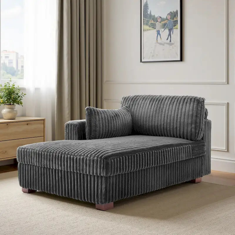 Chaise Longue da Interno Moderna in Velluto a Coste Morbido