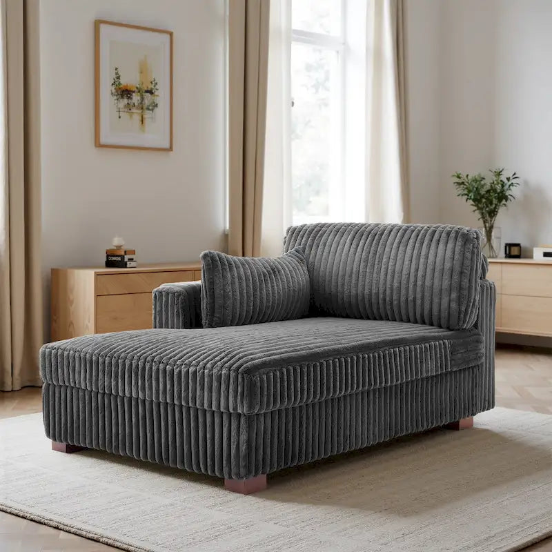 Chaise Longue da Interno Moderna in Velluto a Coste Morbido