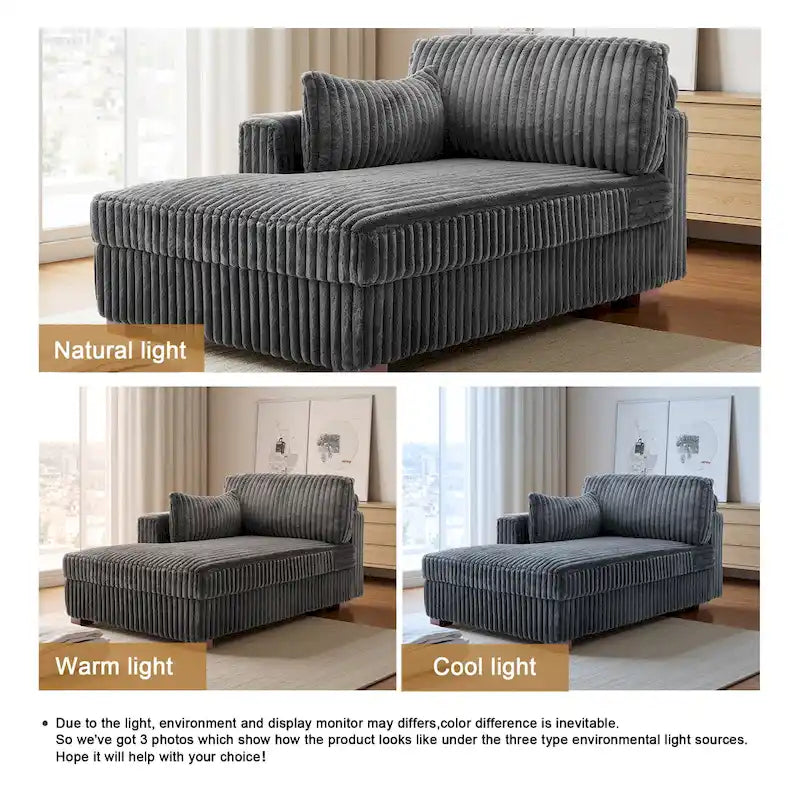 Chaise Longue da Interno Moderna in Velluto a Coste Morbido
