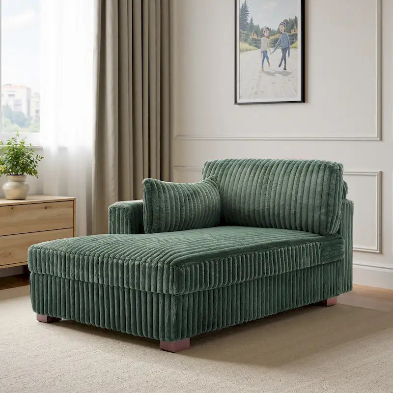 Chaise Longue da Interno Moderna in Velluto a Coste Morbido