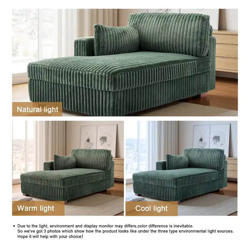 Chaise Longue da Interno Moderna in Velluto a Coste Morbido