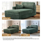 Chaise Longue da Interno Moderna in Velluto a Coste Morbido