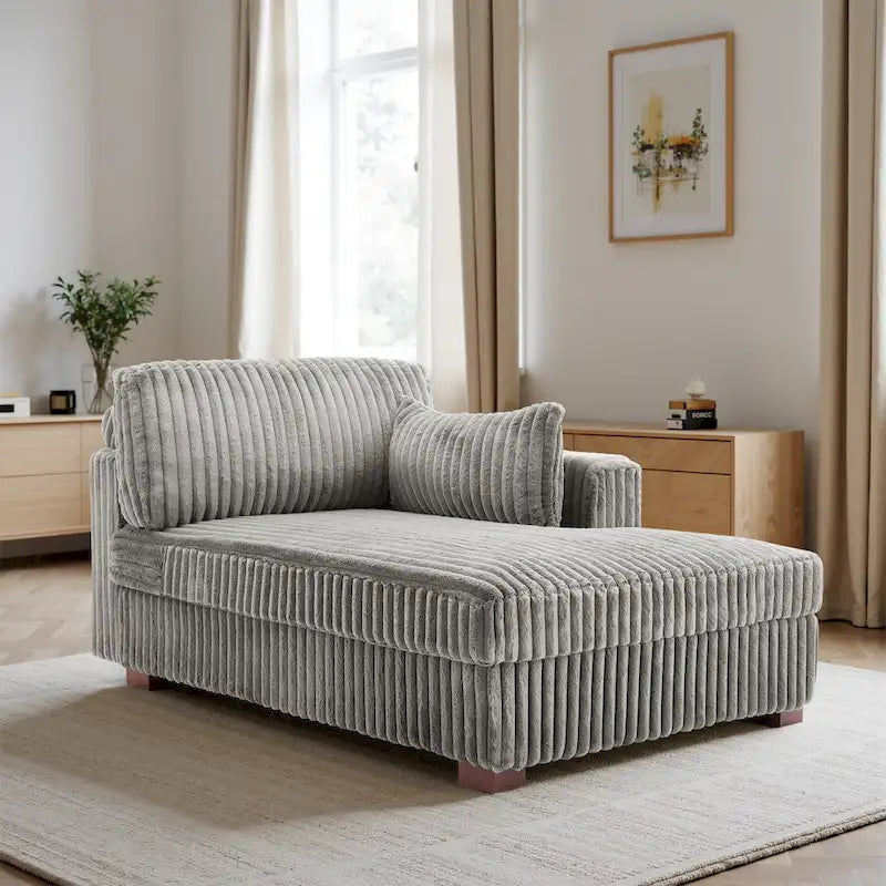 Chaise Longue da Interno Moderna in Velluto a Coste Morbido