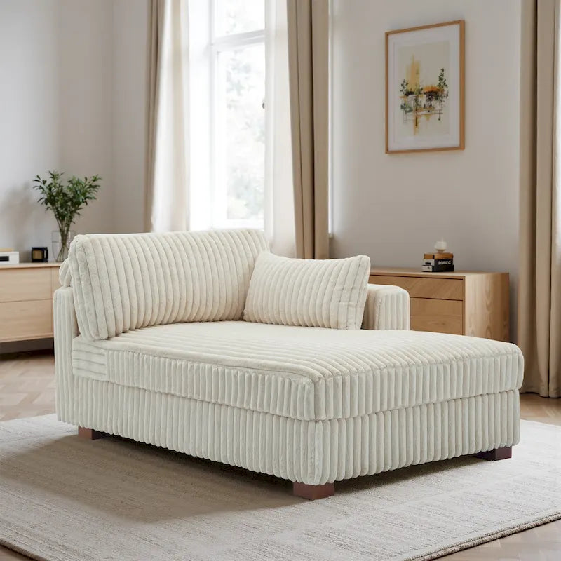 Chaise Longue da Interno Moderna in Velluto a Coste Morbido