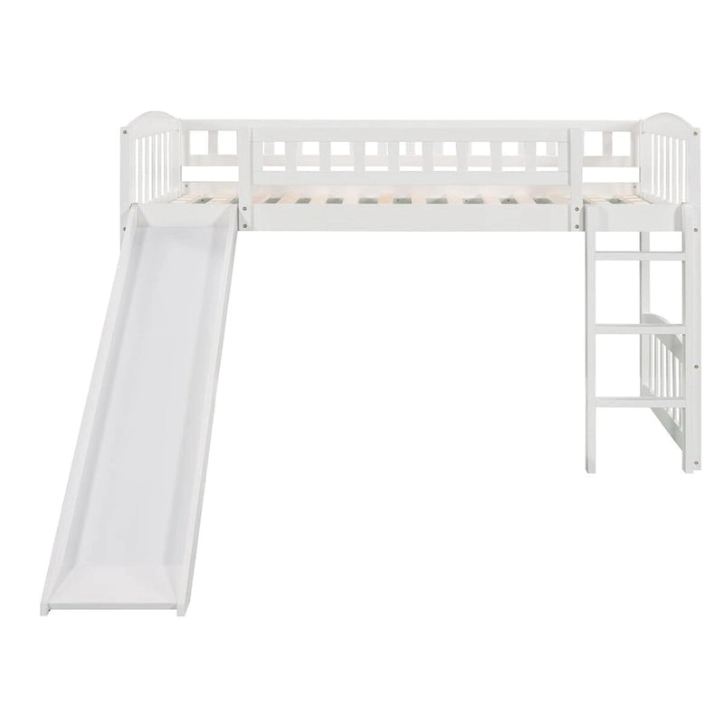 Letto a soppalco singolo con scivolo e scaletta