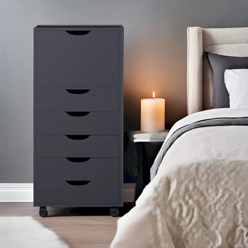 Cassettiera moderna ed elegante con maniglie a gola, armadietto multiuso per ufficio