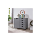Cassettiera moderna ed elegante con maniglie a gola, armadietto multiuso per ufficio