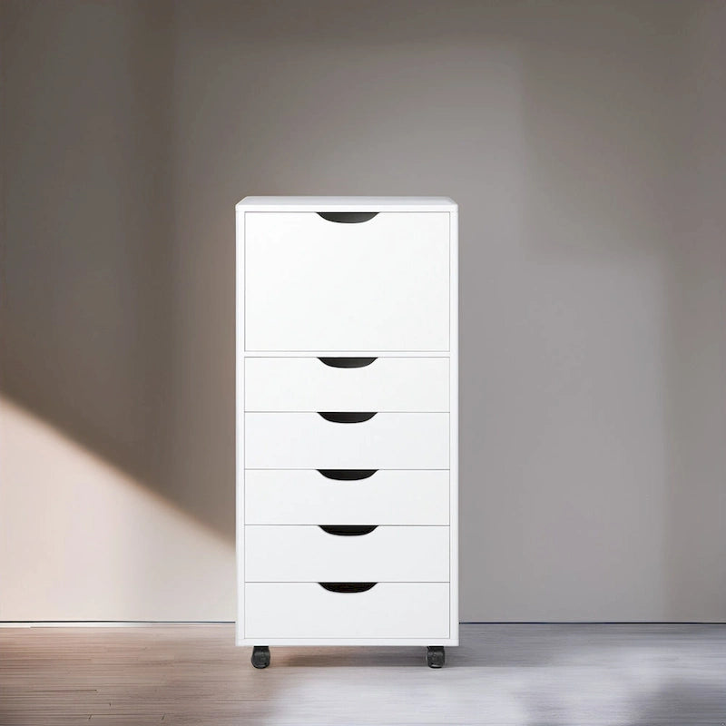Cassettiera moderna ed elegante con maniglie a gola, armadietto multiuso per ufficio