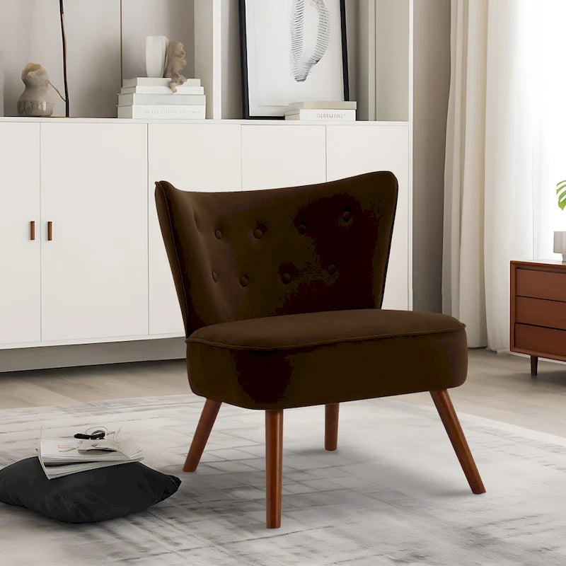 Poltrona d'accento in velluto trapuntato Poltroncina da salotto imbottita - 27,6 L x 28 P x 31,3 H