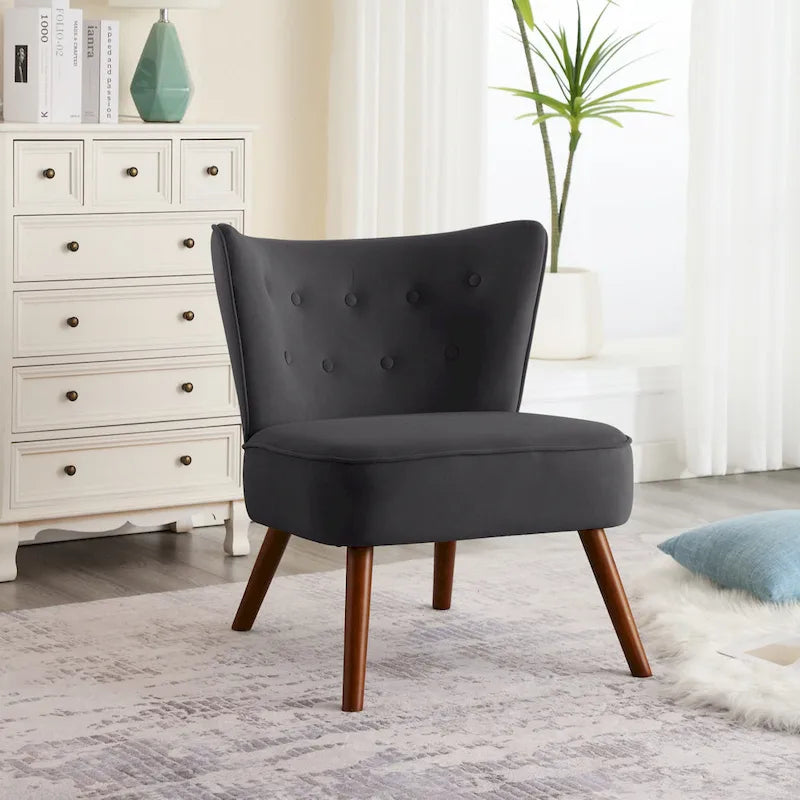 Poltrona d'accento in velluto trapuntato Poltroncina da salotto imbottita - 27,6 L x 28 P x 31,3 H