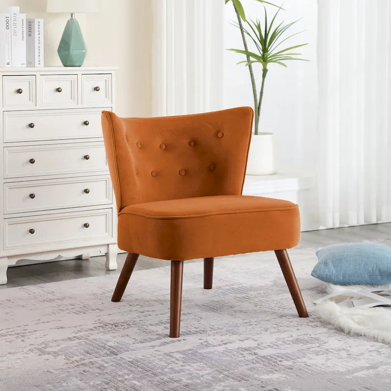 Poltrona d'accento in velluto trapuntato Poltroncina da salotto imbottita - 27,6 L x 28 P x 31,3 H