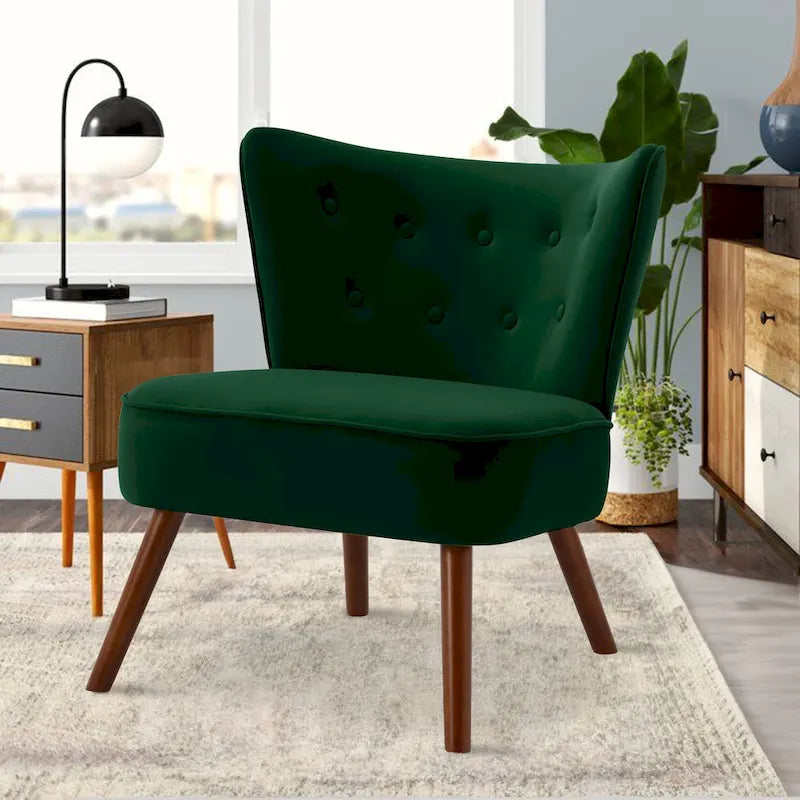 Poltrona d'accento in velluto trapuntato Poltroncina da salotto imbottita - 27,6 L x 28 P x 31,3 H