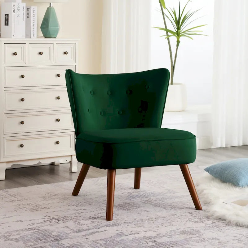 Poltrona d'accento in velluto trapuntato Poltroncina da salotto imbottita - 27,6 L x 28 P x 31,3 H