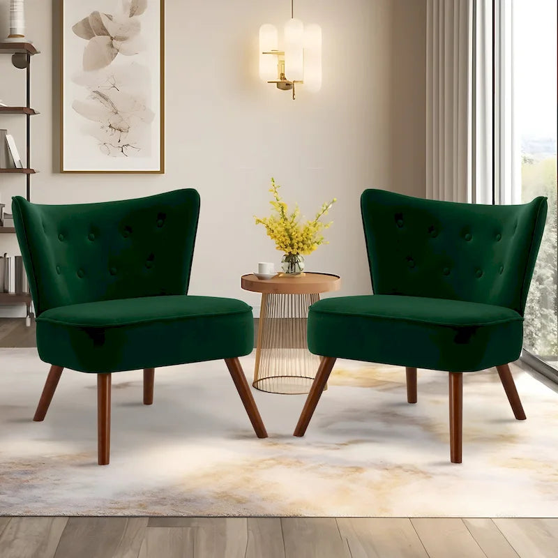 Poltrona d'accento in velluto trapuntato Poltroncina da salotto imbottita - 27,6 L x 28 P x 31,3 H