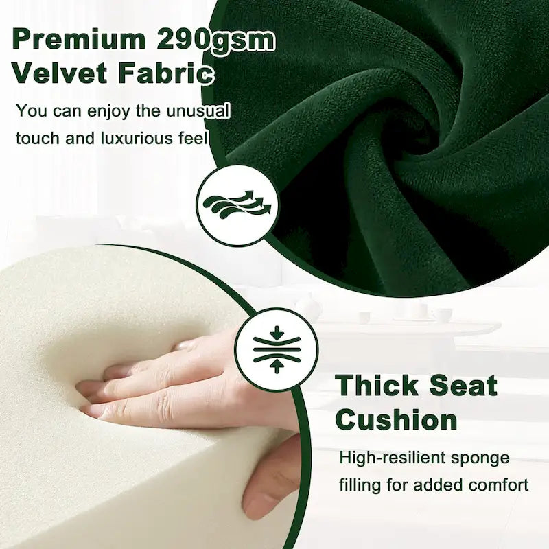 Poltrona d'accento in velluto trapuntato Poltroncina da salotto imbottita - 27,6 L x 28 P x 31,3 H
