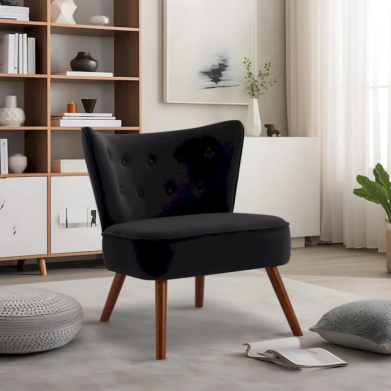 Poltrona d'accento in velluto trapuntato Poltroncina da salotto imbottita - 27,6 L x 28 P x 31,3 H