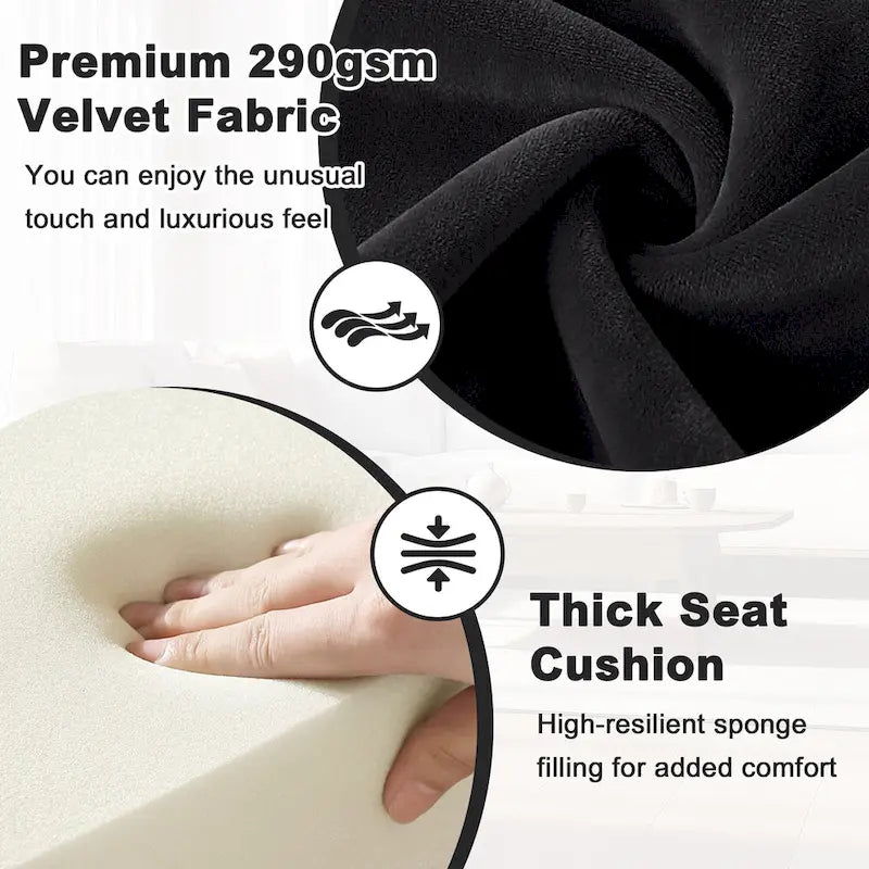 Poltrona d'accento in velluto trapuntato Poltroncina da salotto imbottita - 27,6 L x 28 P x 31,3 H