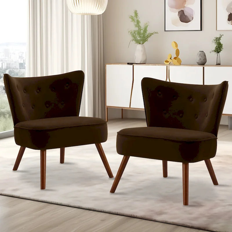Poltrona d'accento in velluto trapuntato Poltroncina da salotto imbottita - 27,6 L x 28 P x 31,3 H