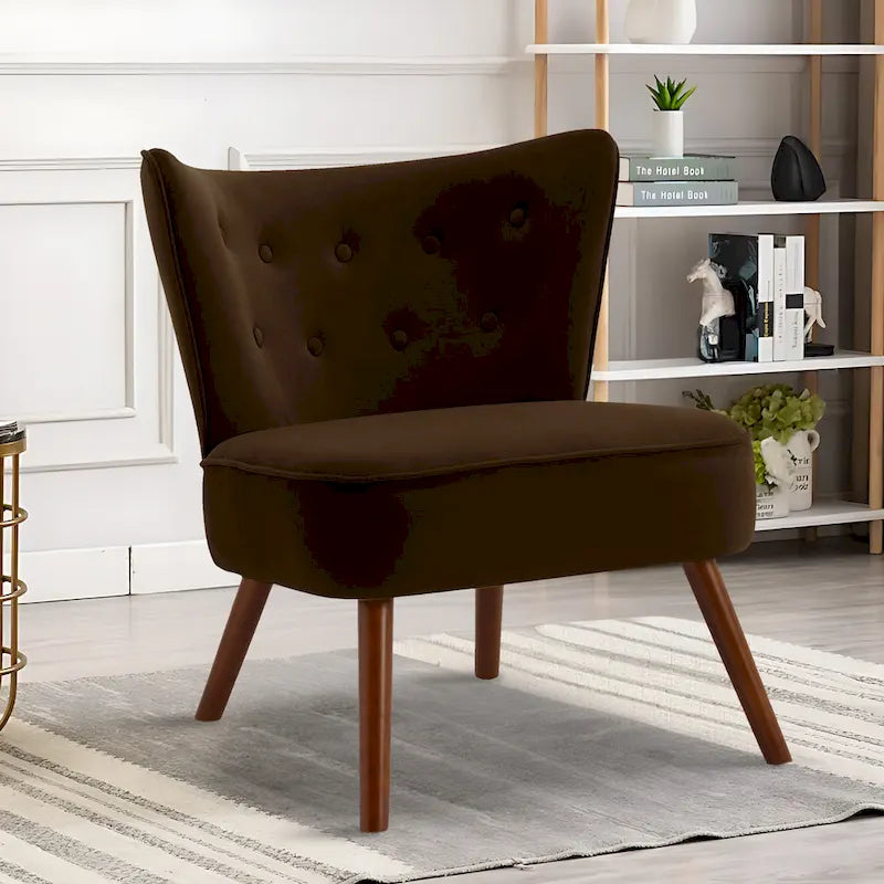 Poltrona d'accento in velluto trapuntato Poltroncina da salotto imbottita - 27,6 L x 28 P x 31,3 H