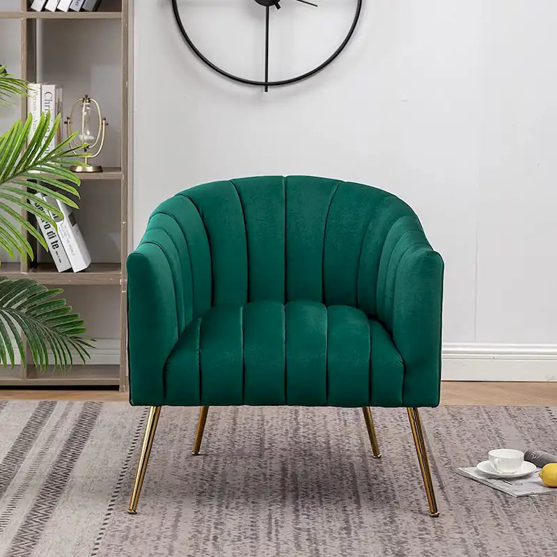 Sedia da toeletta moderna Glam in velluto con gambe in metallo dorato