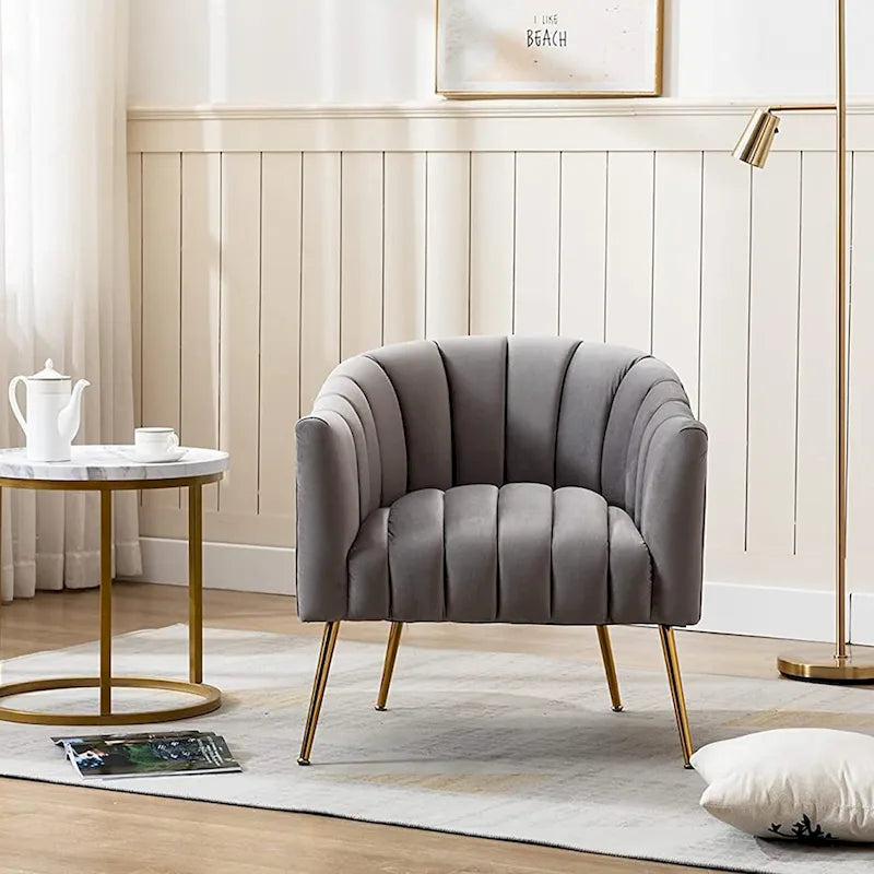 Sedia da toeletta moderna Glam in velluto con gambe in metallo dorato