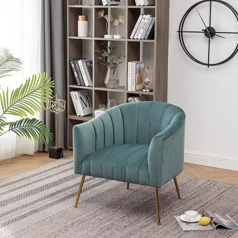 Sedia da toeletta moderna Glam in velluto con gambe in metallo dorato