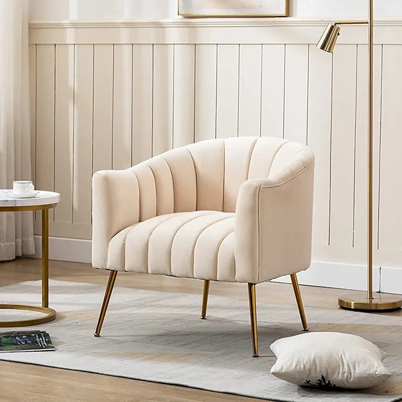 Sedia da toeletta moderna Glam in velluto con gambe in metallo dorato