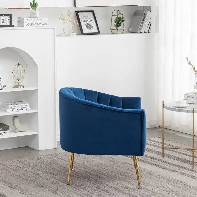 Sedia da toeletta moderna Glam in velluto con gambe in metallo dorato