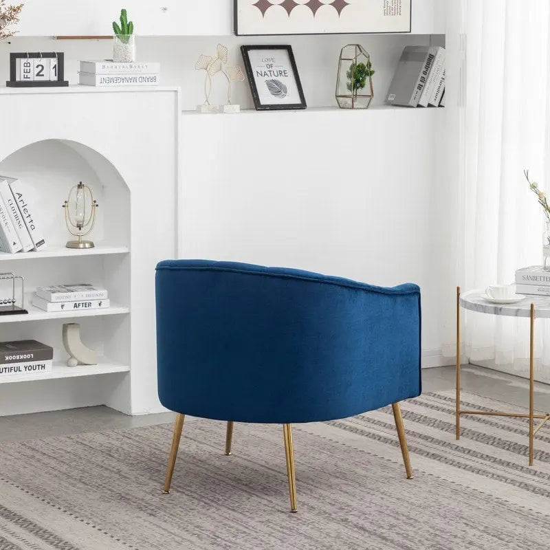 Sedia da toeletta moderna Glam in velluto con gambe in metallo dorato