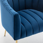 Sedia da toeletta moderna Glam in velluto con gambe in metallo dorato