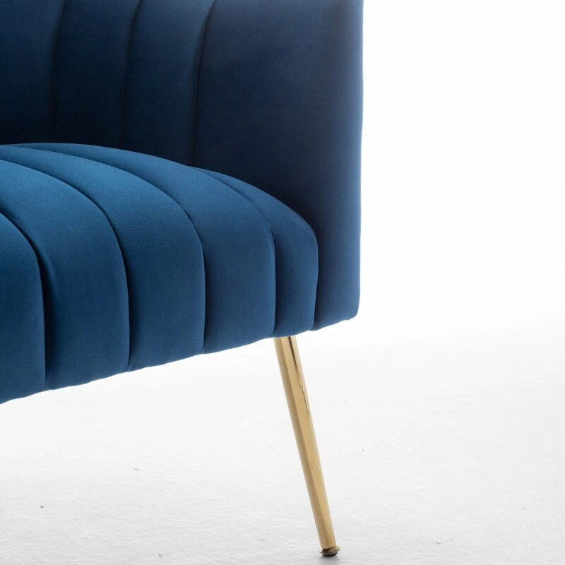 Sedia da toeletta moderna Glam in velluto con gambe in metallo dorato
