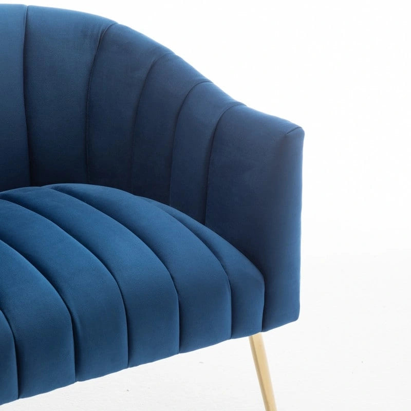 Sedia da toeletta moderna Glam in velluto con gambe in metallo dorato