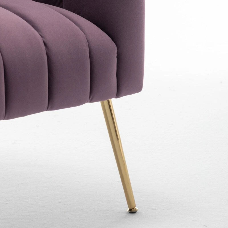 Sedia da toeletta moderna Glam in velluto con gambe in metallo dorato
