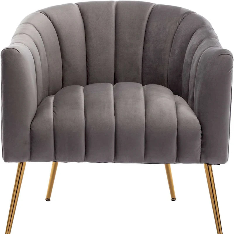 Sedia da toeletta moderna Glam in velluto con gambe in metallo dorato