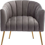 Sedia da toeletta moderna Glam in velluto con gambe in metallo dorato