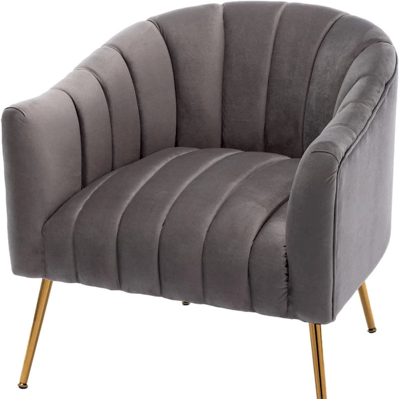 Sedia da toeletta moderna Glam in velluto con gambe in metallo dorato