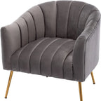 Sedia da toeletta moderna Glam in velluto con gambe in metallo dorato