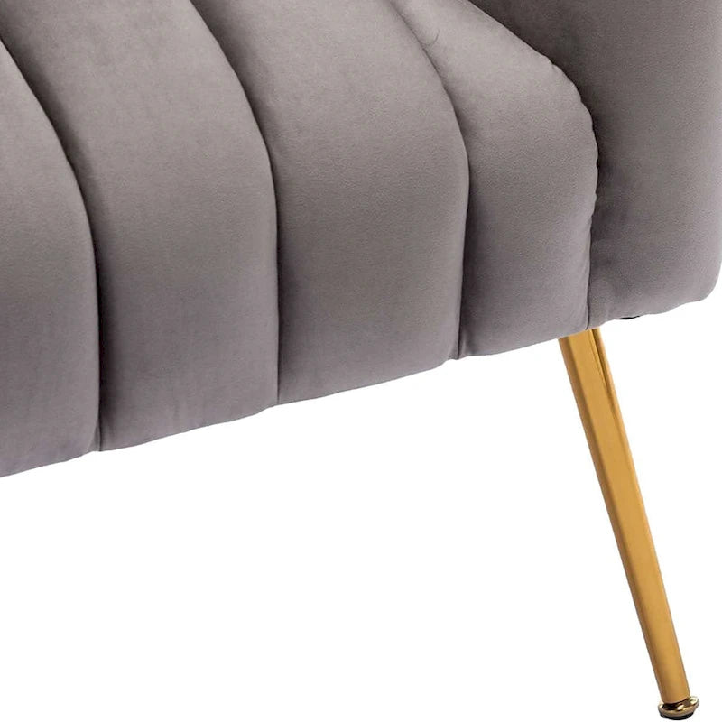 Sedia da toeletta moderna Glam in velluto con gambe in metallo dorato