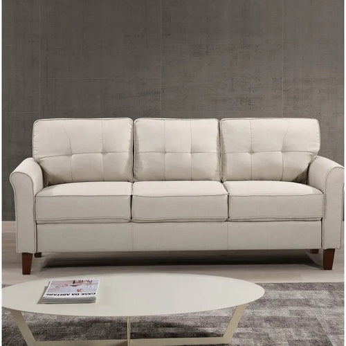 Divano in lino con braccioli svasati da 78,7"