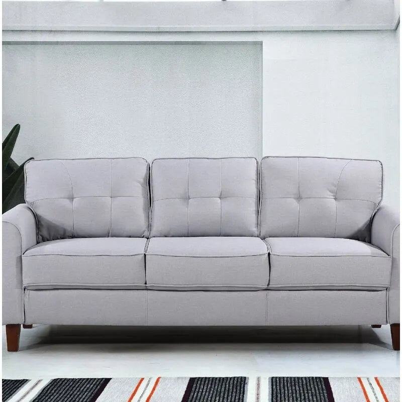 Divano in lino con braccioli svasati da 78,7"