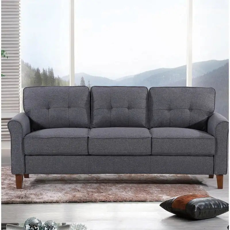 Divano in lino con braccioli svasati da 78,7"